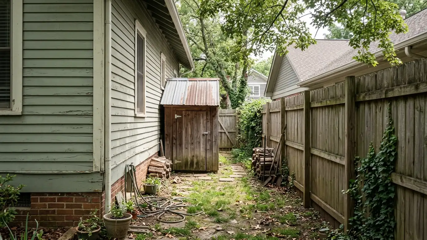 A Berry Hill, Tennessee home with a neat custom shed, a carport and a detached garage in a landscaped yard