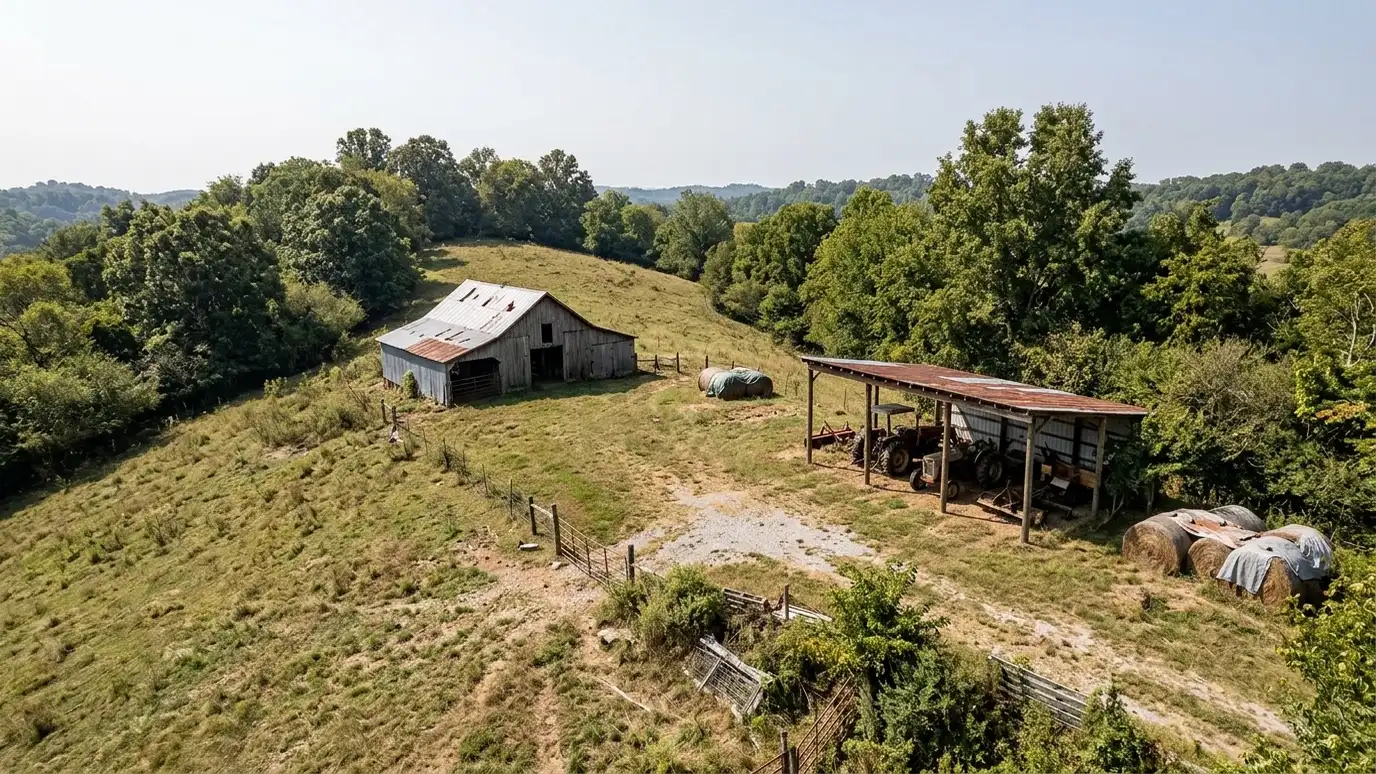 A Whites Creek, Tennessee home with a neat custom shed, a carport and a detached garage in a landscaped yard