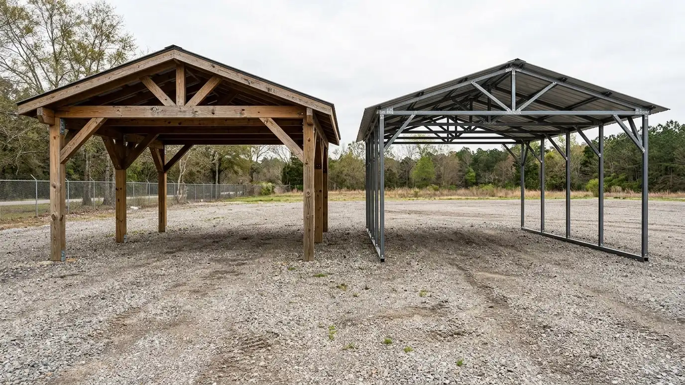 Wood vs Steel Carports Compared explained for Nashville and Middle Tennessee